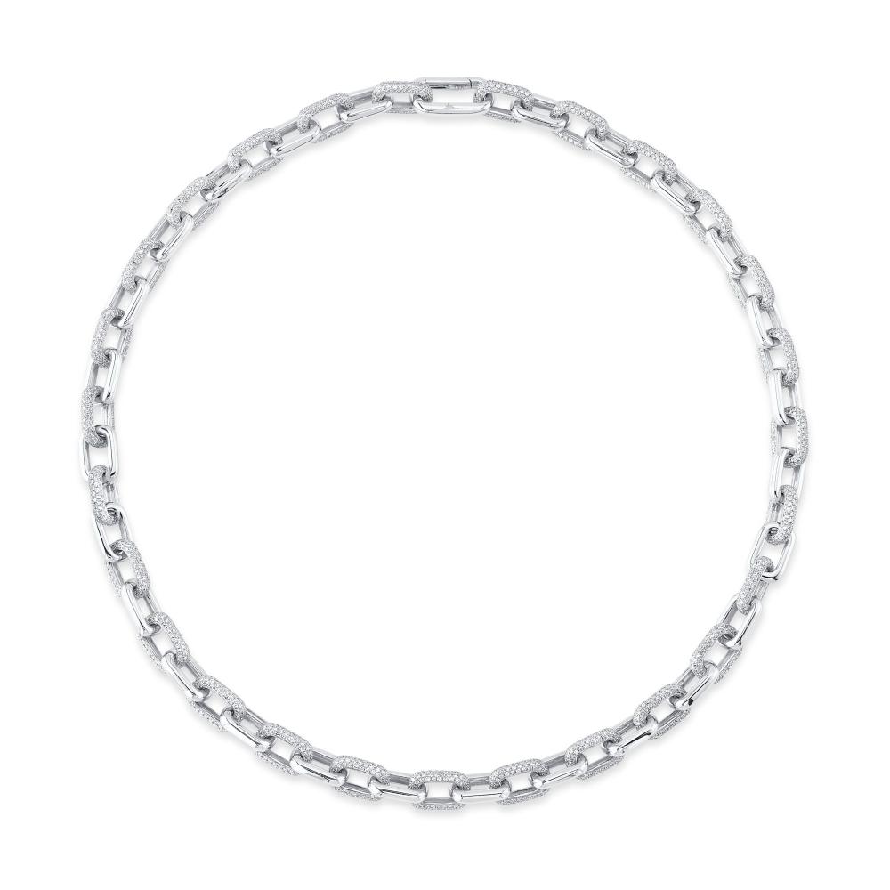 8.72CT 14K W/G DIAMOND PAVE LINK NECKLACE