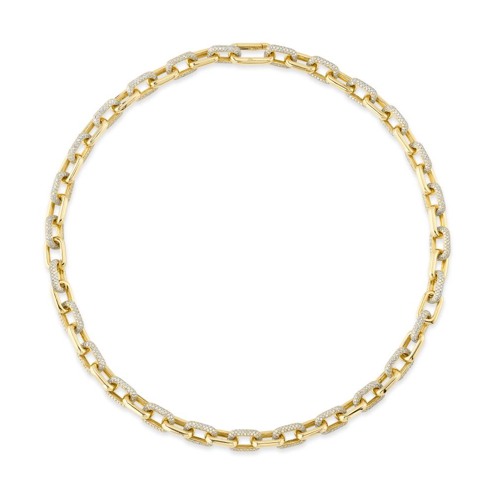 8.72CT 14K Y/G DIAMOND PAVE LINK NECKLACE
