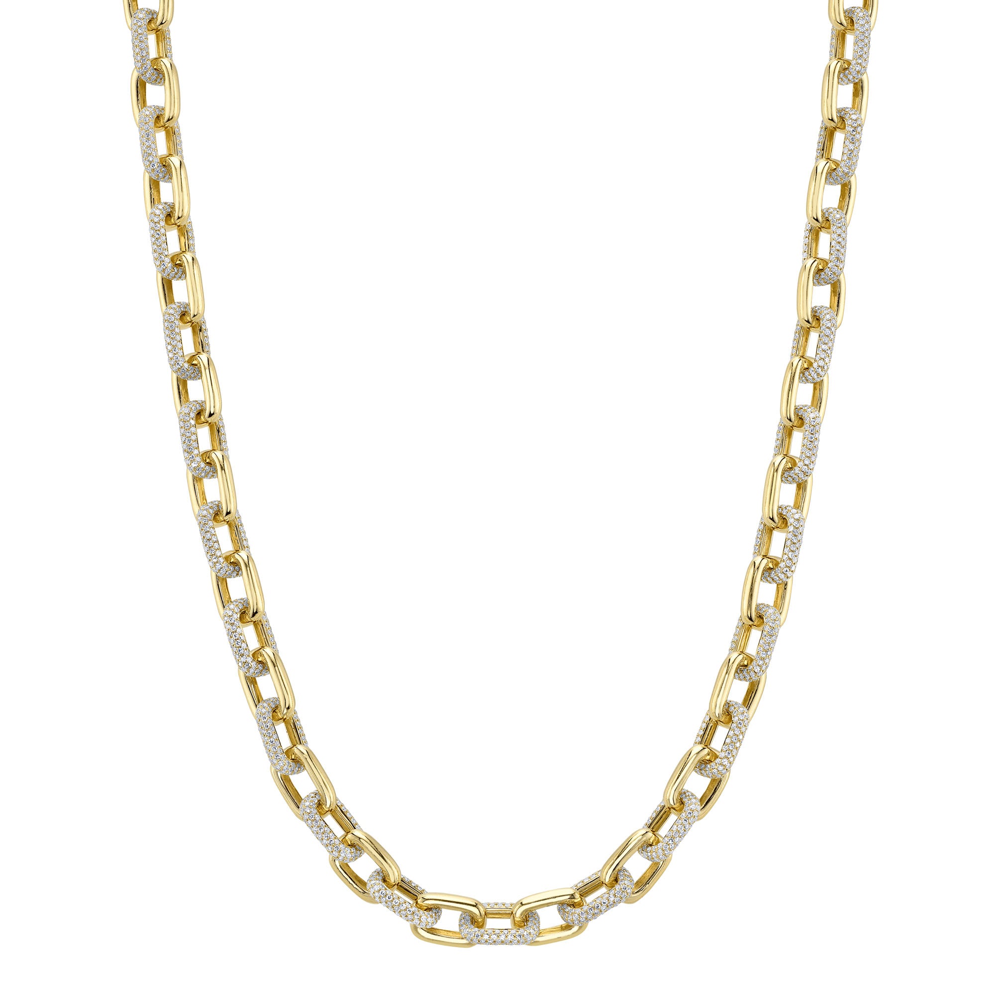 8.72CT 14K Y/G DIAMOND PAVE LINK NECKLACE