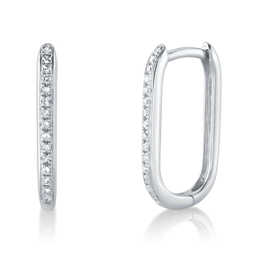 0.08CT 14K W/G DIAMOND OVAL HOOP EARRING