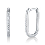 0.08CT 14K W/G DIAMOND OVAL HOOP EARRING