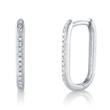 0.08CT 14K W/G DIAMOND OVAL HOOP EARRING