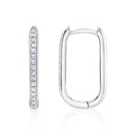 0.08CT 14K W/G DIAMOND OVAL HOOP EARRING