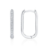 0.08CT 14K W/G DIAMOND OVAL HOOP EARRING