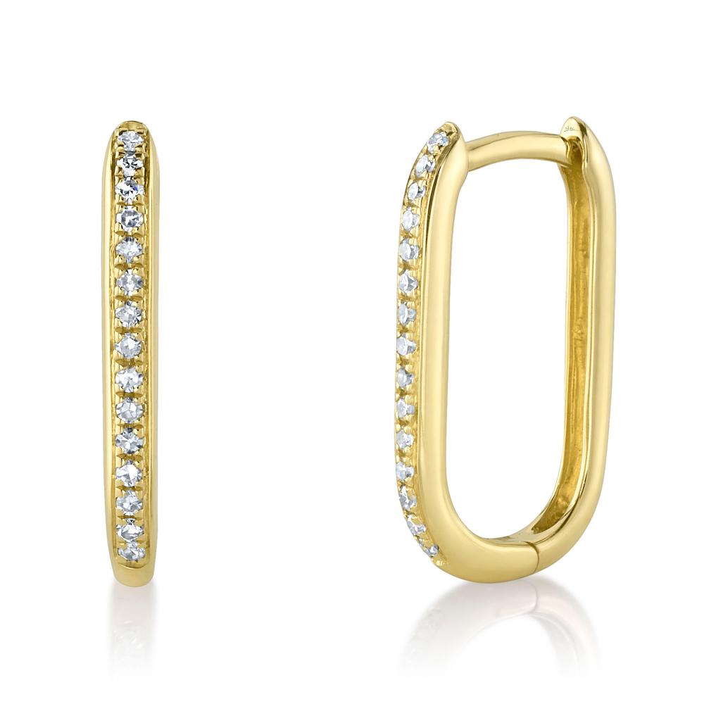 0.08CT 14K Y/G DIAMOND OVAL HOOP EARRING