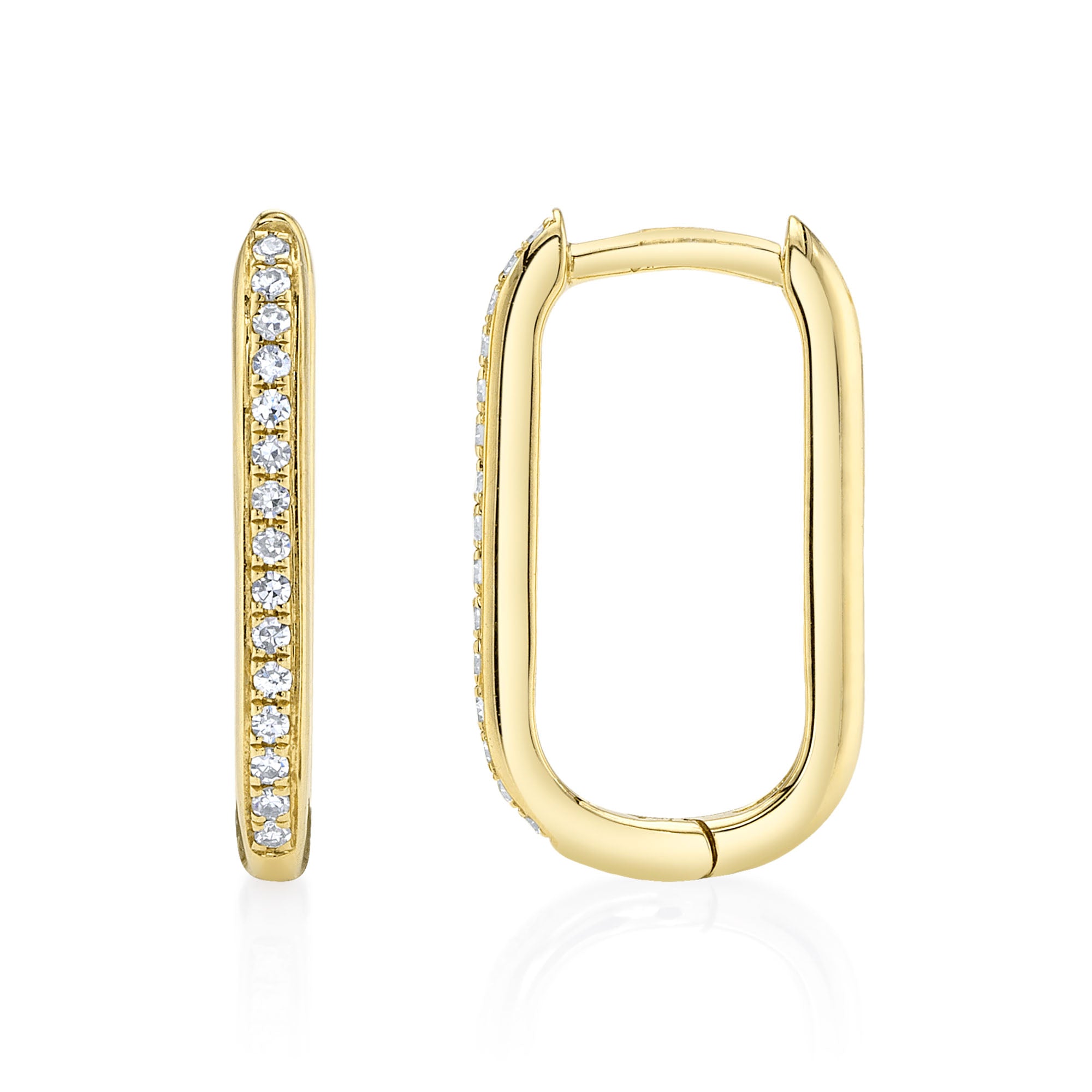 0.08CT 14K Y/G DIAMOND OVAL HOOP EARRING