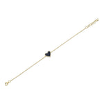 0.09CT DIAMOND & 0.57CT BLACK ONYX 14K Y/G HEART BRACELET