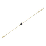 0.09CT DIAMOND & 0.57CT BLACK ONYX 14K Y/G HEART BRACELET