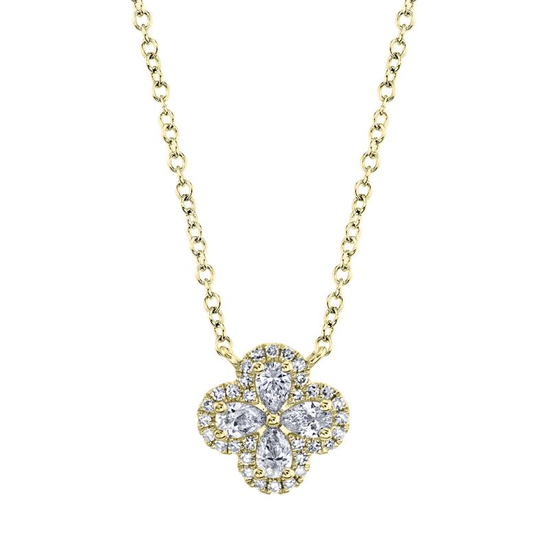0.41CT 14K Y/G DIAMOND PEAR CLOVER NECKLACE
