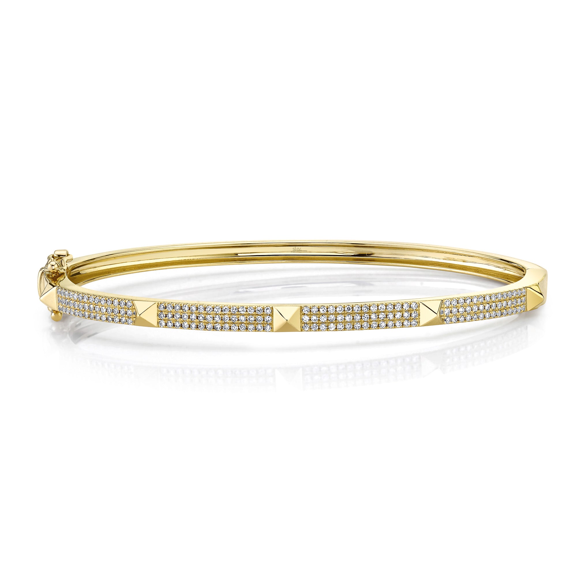 0.45CT 14K Y/G DIAMOND PAVE PYRAMID BANGLE