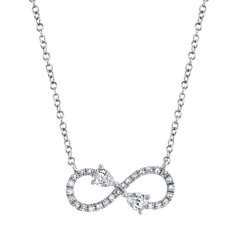 0.22CT 14K W/G DIAMOND PEAR INFINITY NECKLACE