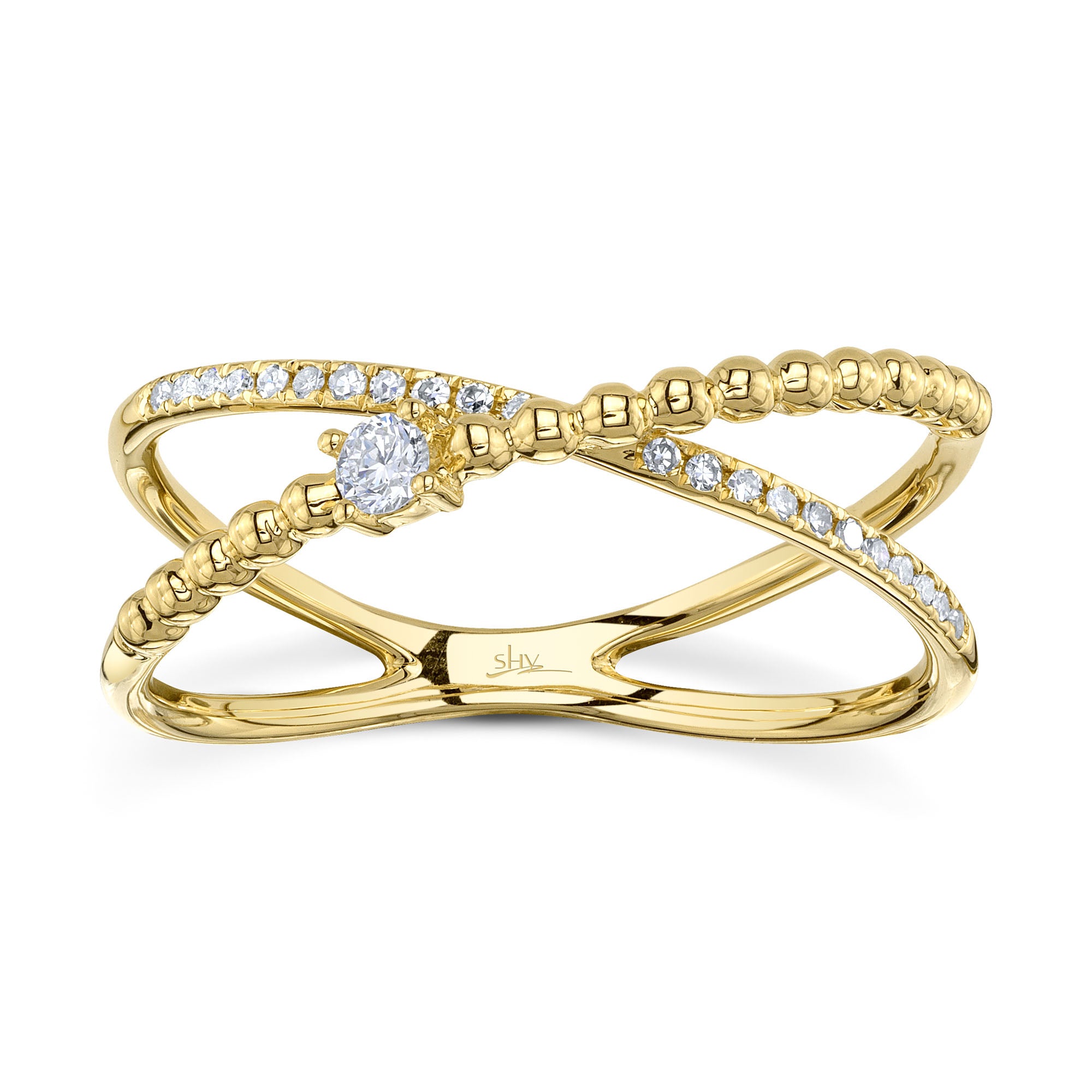 0.12CT 14K Y/G DIAMOND ""X"" RING