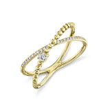 0.12CT 14K Y/G DIAMOND ""X"" RING SZ 8