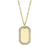 0.40CT 14K Y/G DIAMOND DOG TAG NECKLACE