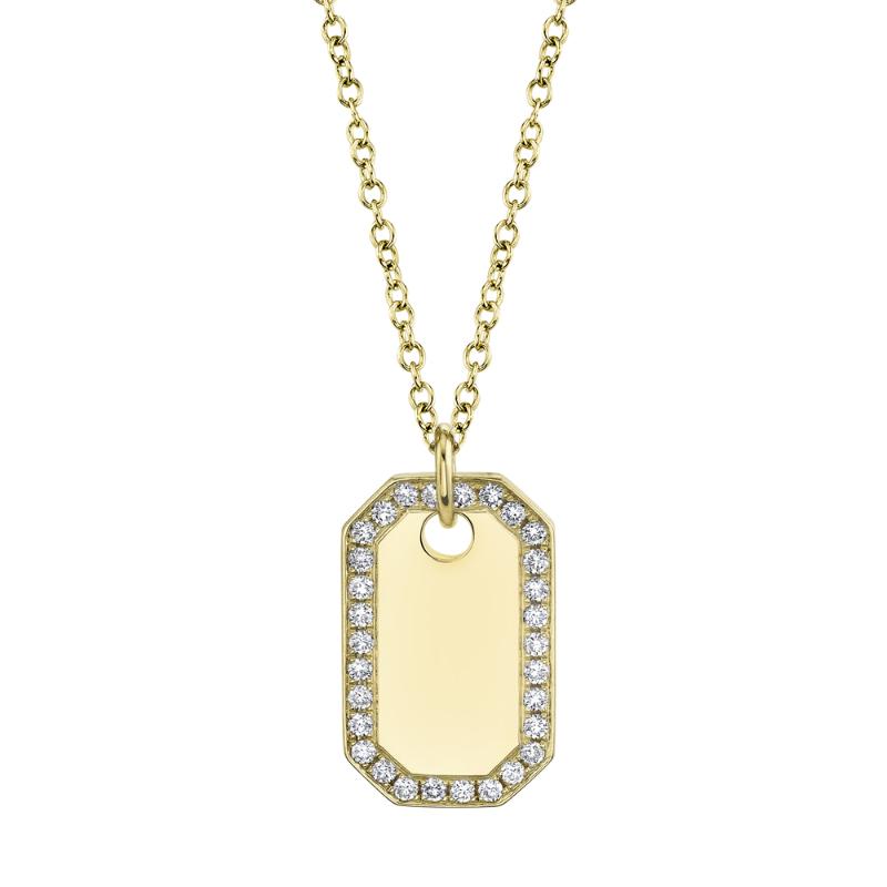 0.40CT 14K Y/G DIAMOND DOG TAG NECKLACE