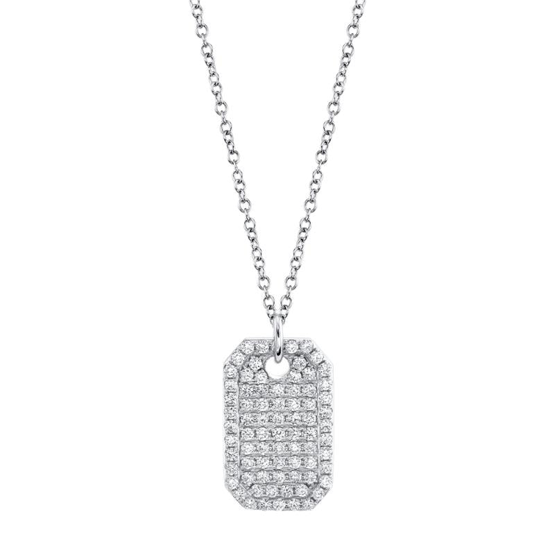 0.90CT 14K W/G DIAMOND DOG TAG NECKLACE