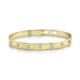 0.32CT 14K Y/G DIAMOND BEZEL LATCH LOCK BANGLE