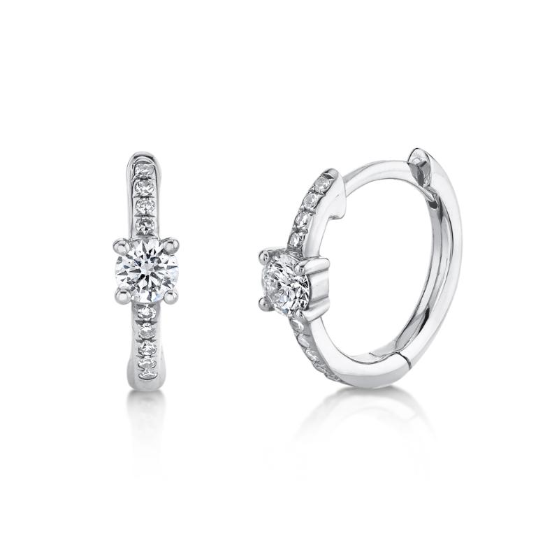 0.25CT 14K W/G DIAMOND HUGGIE EARRING