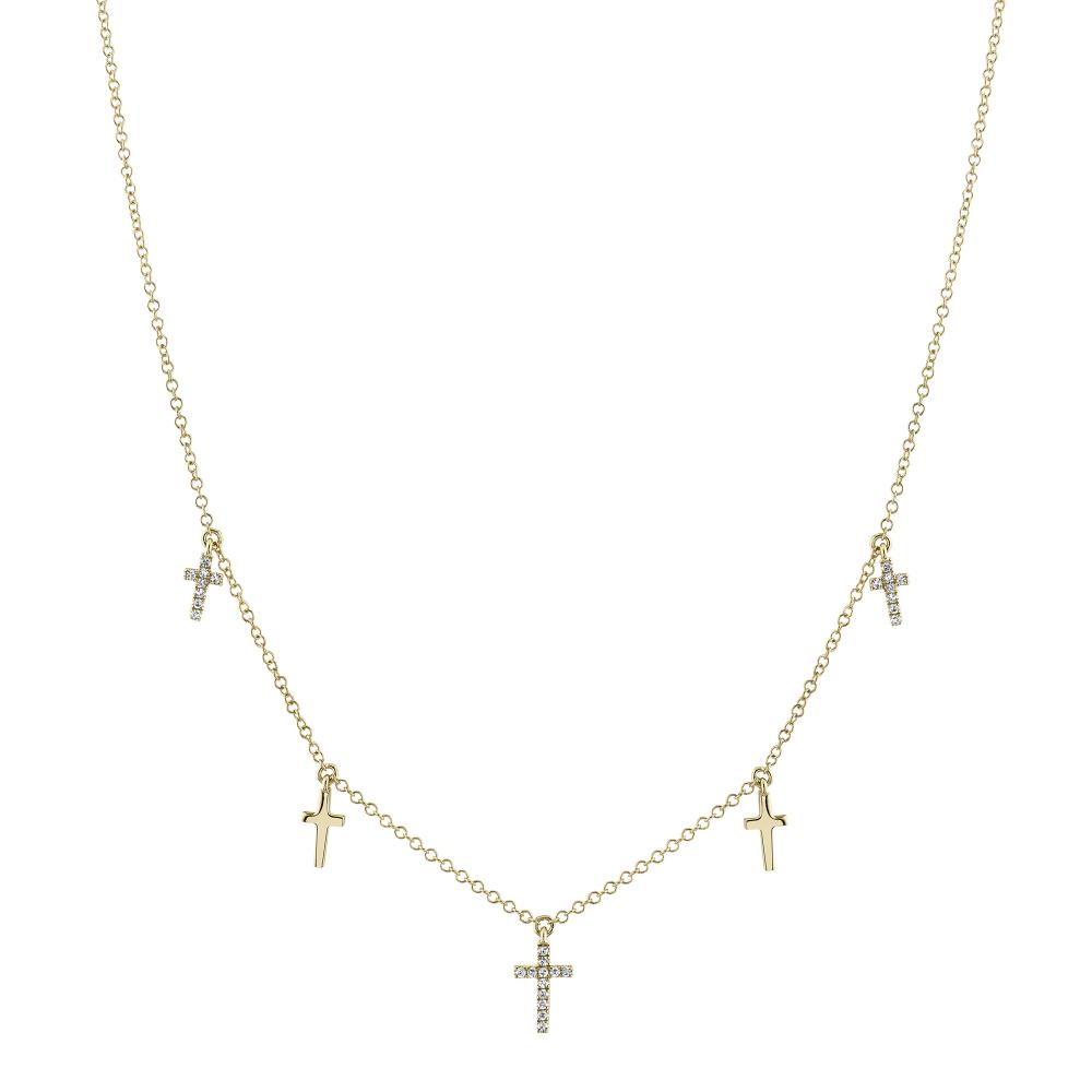0.09CT 14K Y/G DIAMOND CROSS NECKLACE
