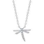 0.03CT 14K W/G DIAMOND DRAGONFLY MATTE NECKLACE
