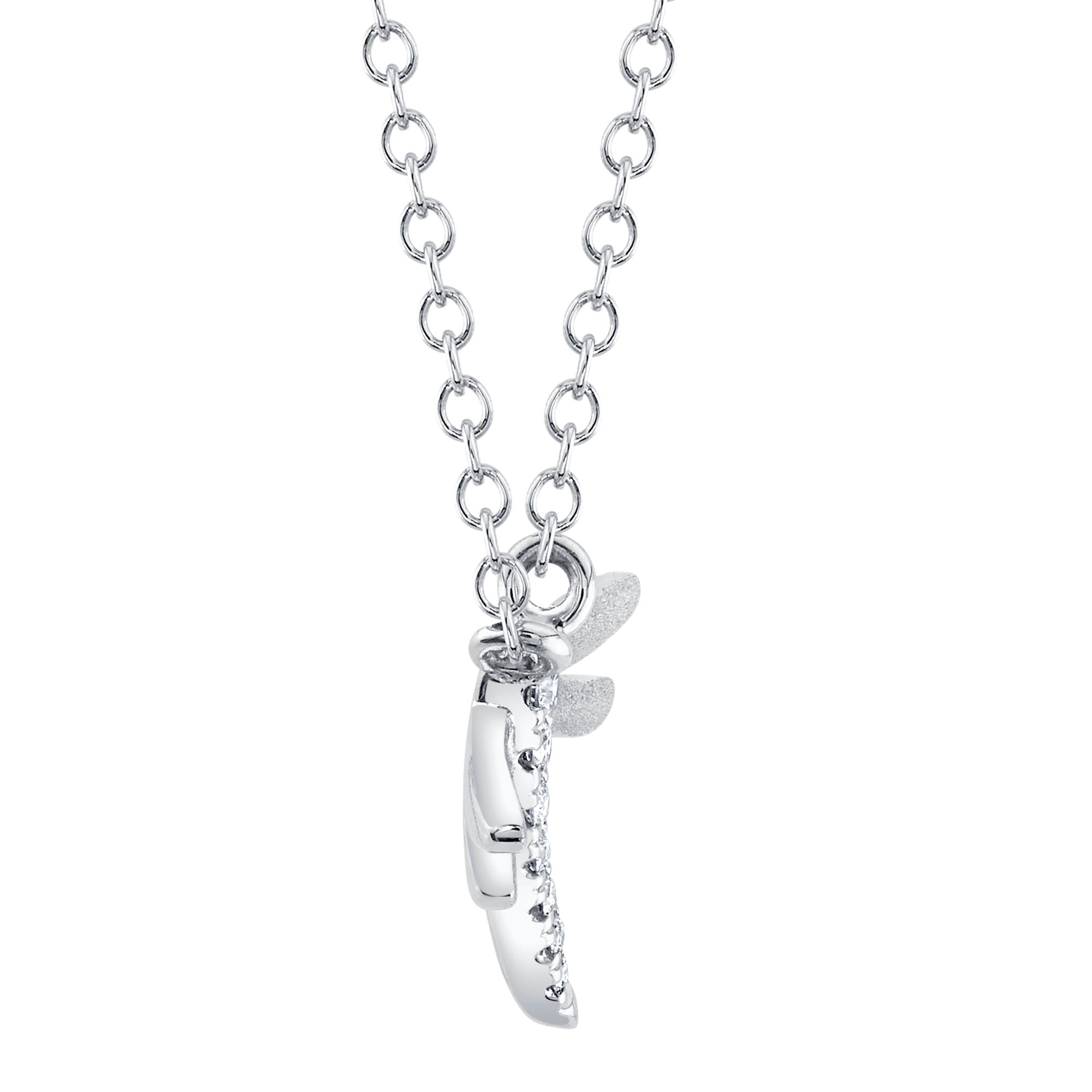 0.03CT 14K W/G DIAMOND DRAGONFLY MATTE NECKLACE