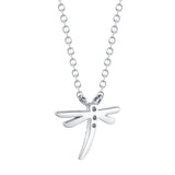 0.03CT 14K W/G DIAMOND DRAGONFLY MATTE NECKLACE