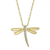 0.08CT 14K Y/G DIAMOND DRAGONFLY MATTE NECKLACE