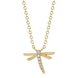 0.03CT 14K Y/G DIAMOND DRAGONFLY MATTE NECKLACE