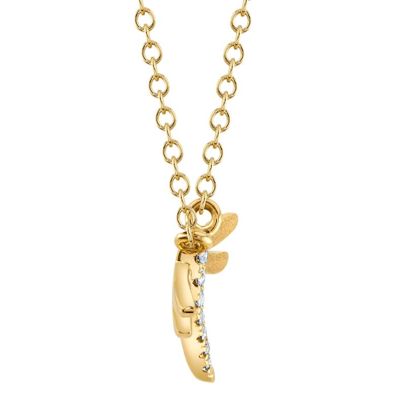 0.03CT 14K Y/G DIAMOND DRAGONFLY MATTE NECKLACE