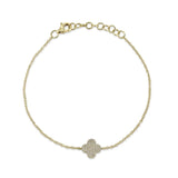 0.16CT 14K Y/G DIAMOND PAVE CLOVER BRACELET