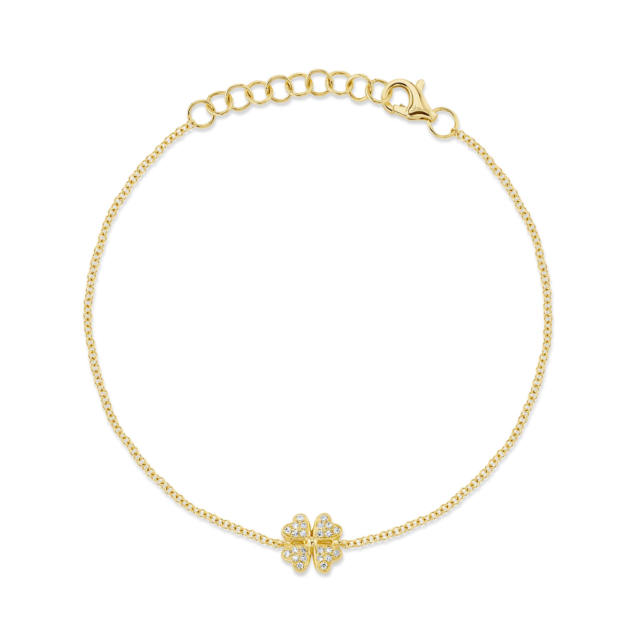 0.05CT 14K Y/G DIAMOND CLOVER BRACELET