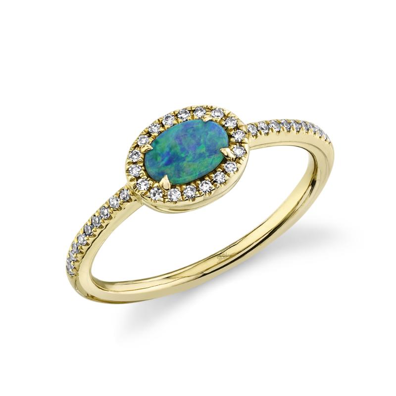0.12CT DIAMOND & 0.33CT OPAL 14K Y/G LADYS RING