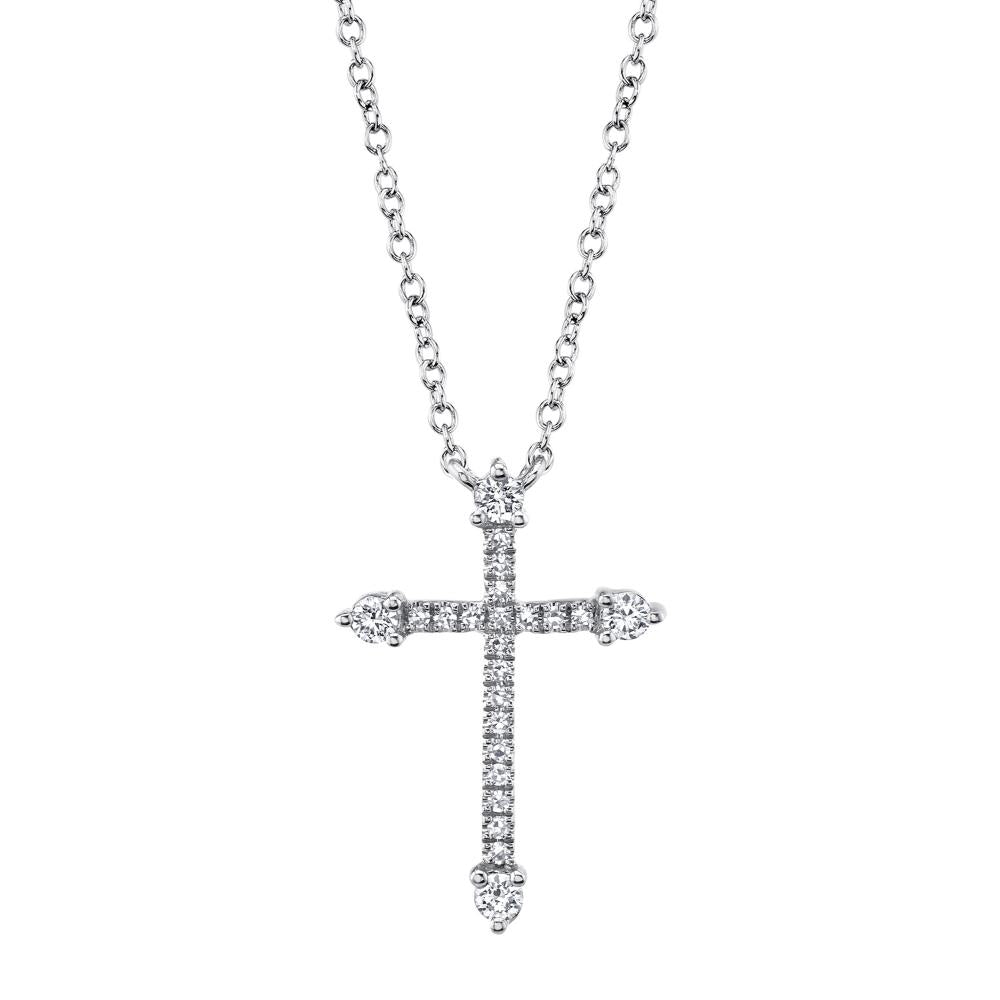 0.17CT 14K W/G DIAMOND CROSS NECKLACE
