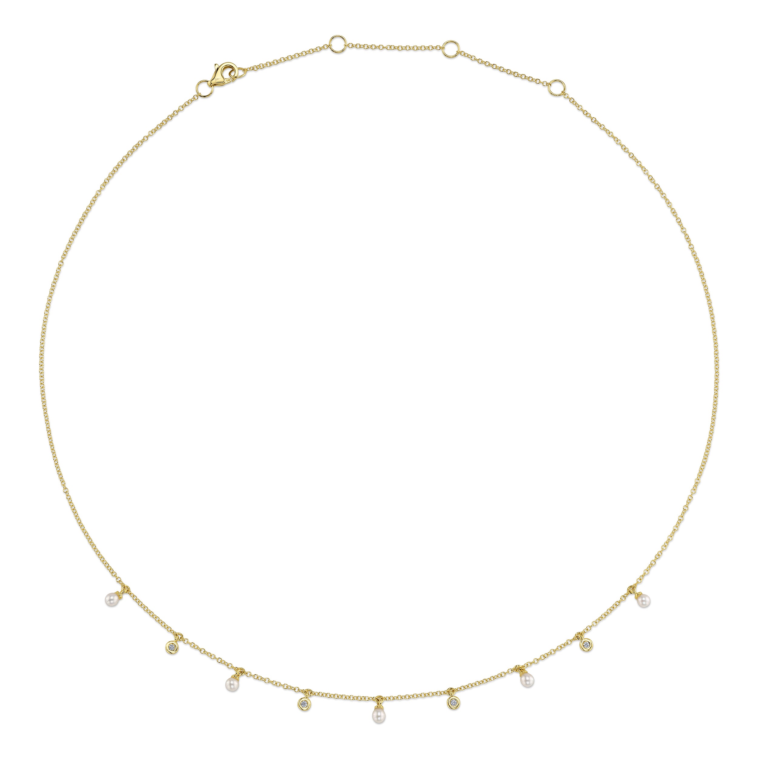 0.04CT 14K Y/G DIAMOND & CULTURED PEARL NECKLACE