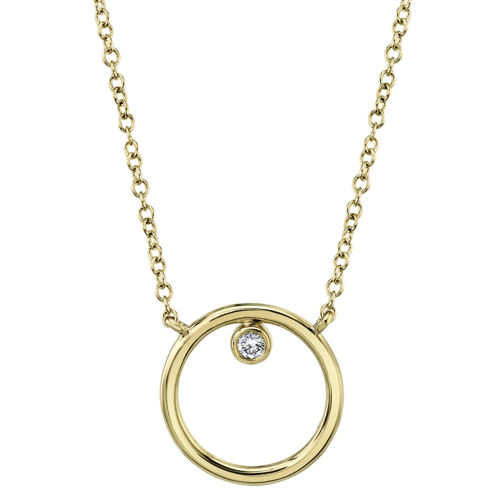 0.03CT 14K Y/G DIAMOND BEZEL CIRCLE NECKLACE
