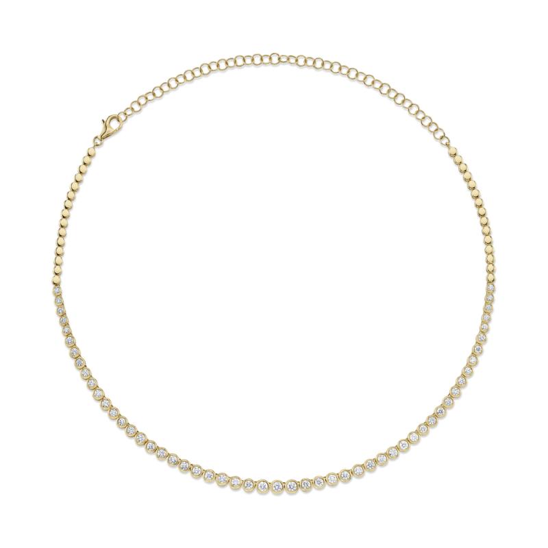 3.53CT 14K Y/G DIAMOND BEZEL TENNIS NECKLACE
