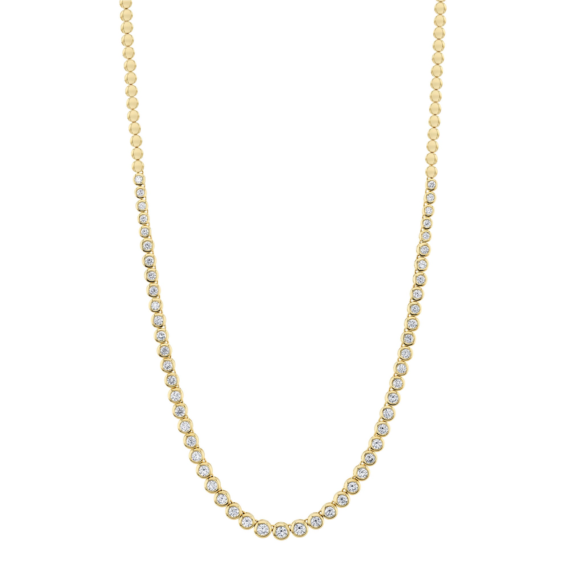 3.53CT 14K Y/G DIAMOND BEZEL TENNIS NECKLACE