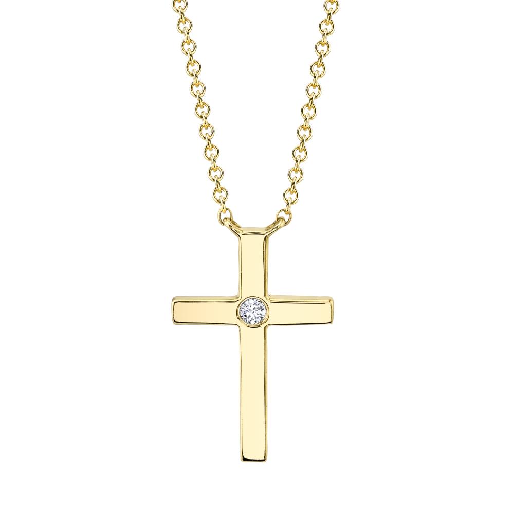 0.03CT 14K Y/G DIAMOND CROSS NECKLACE