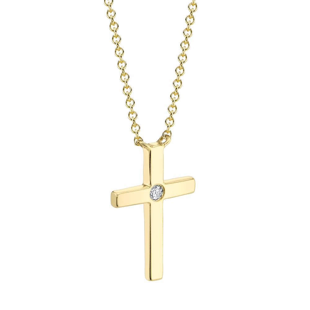 0.03CT 14K Y/G DIAMOND CROSS NECKLACE