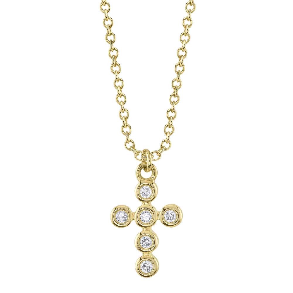 0.08CT 14K Y/G DIAMOND BEZEL CROSS NECKLACE
