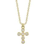 0.08CT 14K Y/G DIAMOND BEZEL CROSS NECKLACE