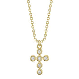 0.08CT 14K Y/G DIAMOND BEZEL CROSS NECKLACE