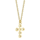 0.08CT 14K Y/G DIAMOND BEZEL CROSS NECKLACE