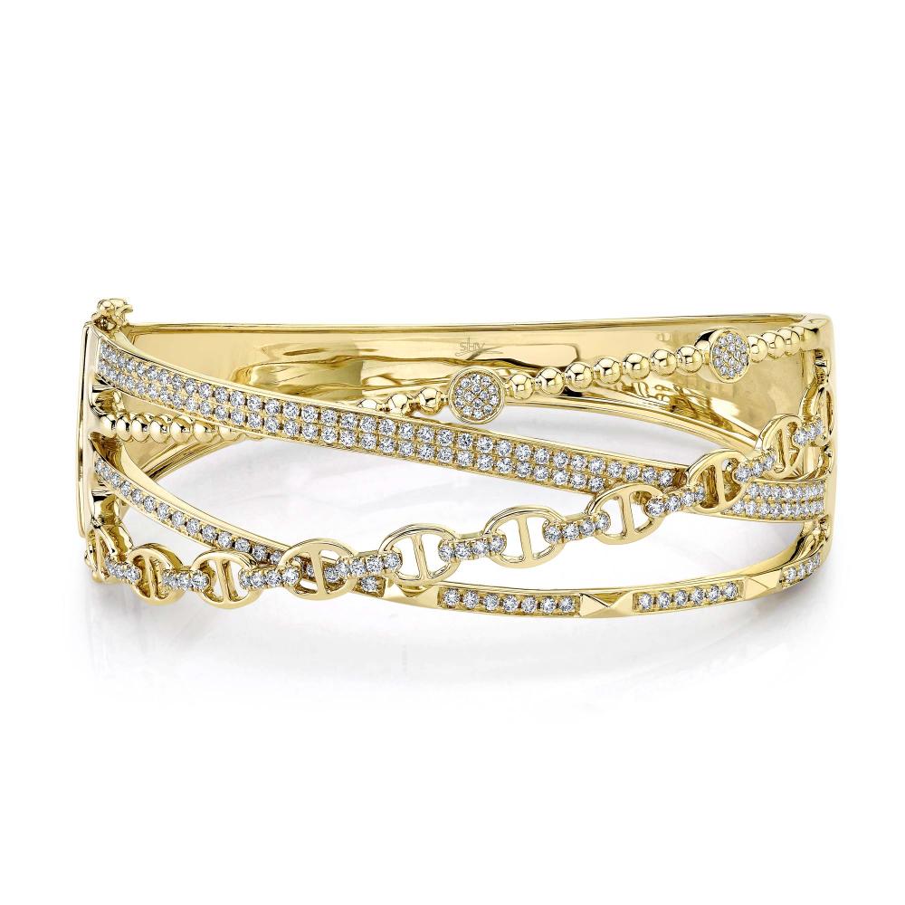 1.62CT 14K Y/G DIAMOND LINK BRIDGE BANGLE