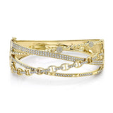 1.62CT 14K Y/G DIAMOND LINK BRIDGE BANGLE