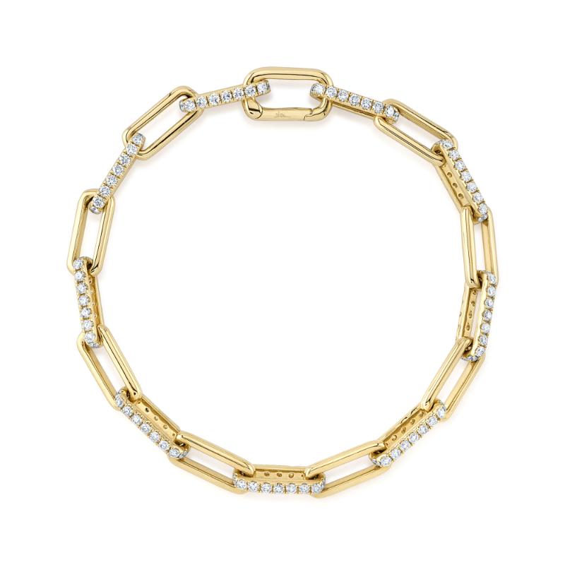 2.21CT 14K Y/G DIAMOND PAPER CLIP LINK BRACELET