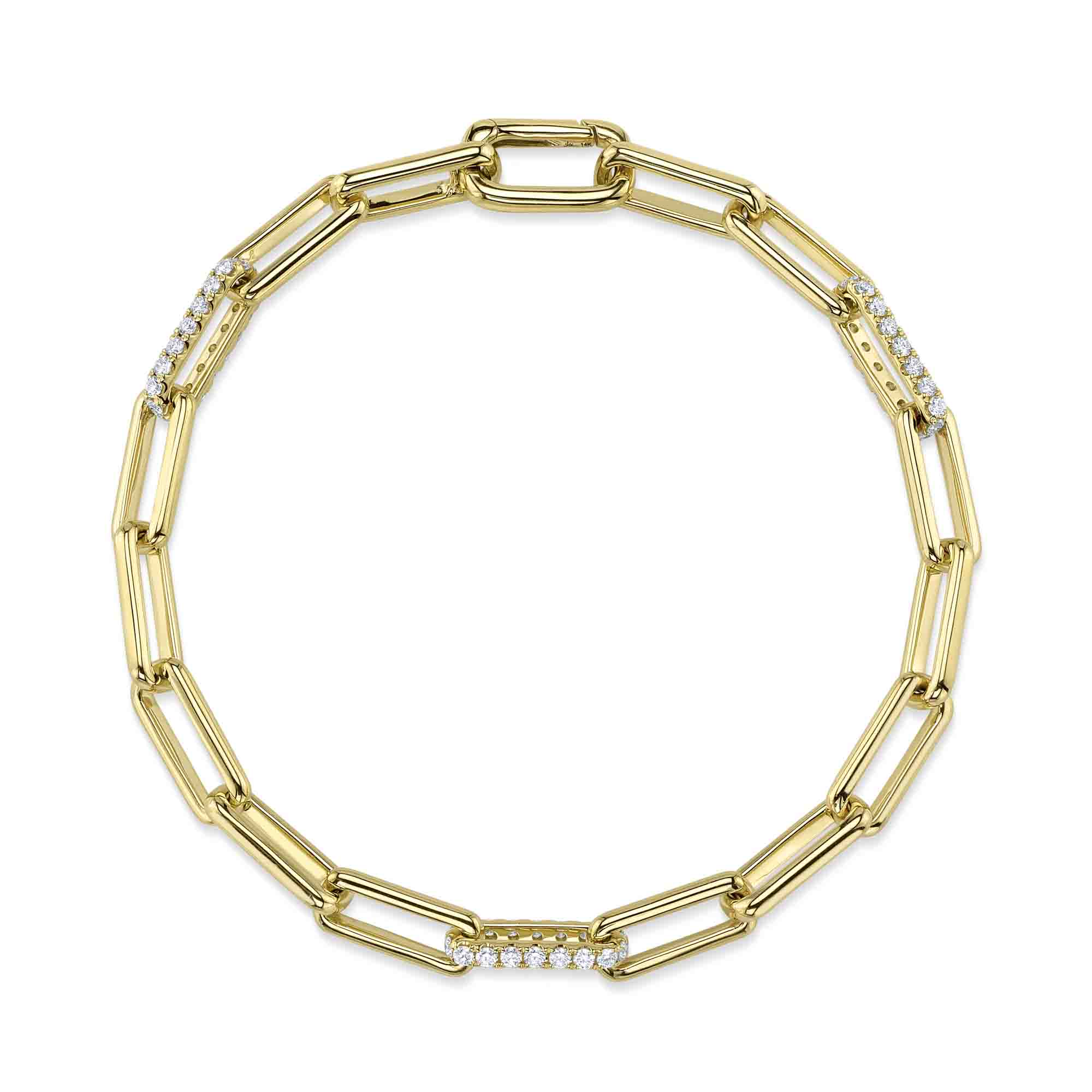 0.74CT 14K Y/G DIAMOND PAPER CLIP LINK BRACELET