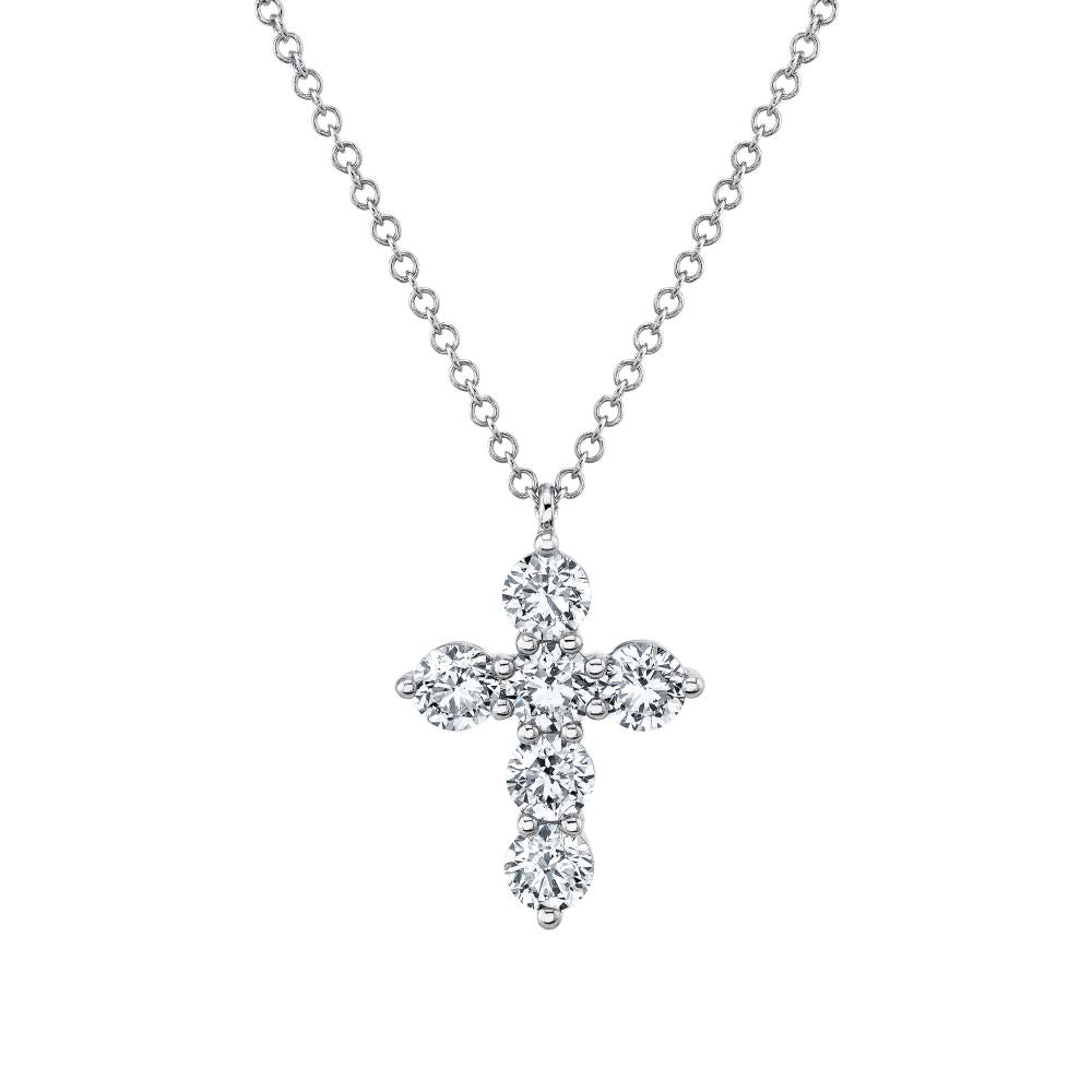 1.10CT 14K W/G DIAMOND CROSS NECKLACE