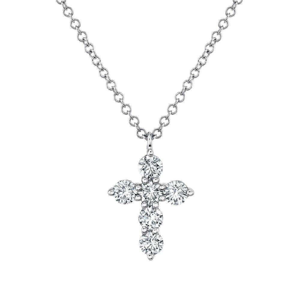 0.50CT 14K W/G DIAMOND CROSS NECKLACE
