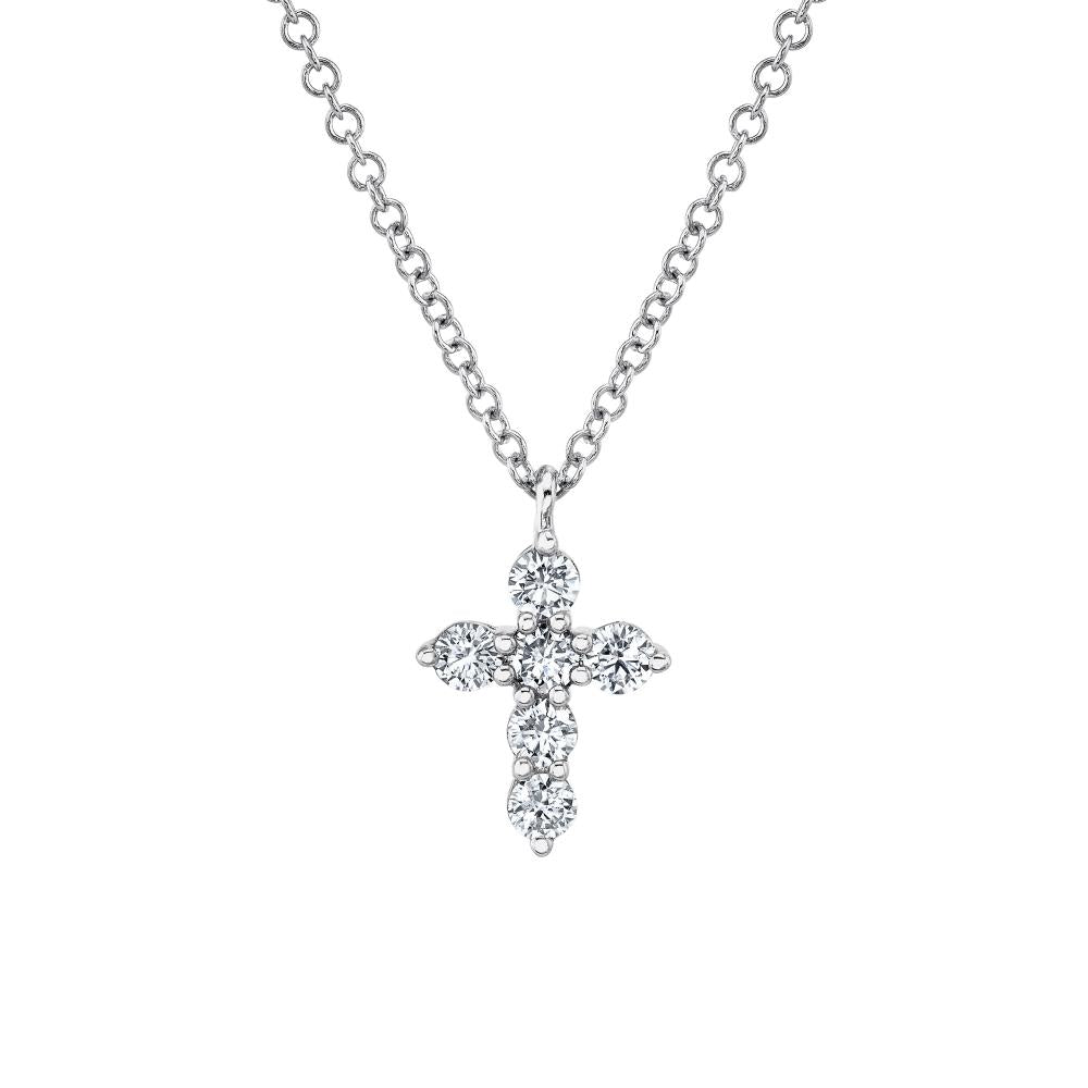 0.25CT 14K W/G DIAMOND CROSS NECKLACE